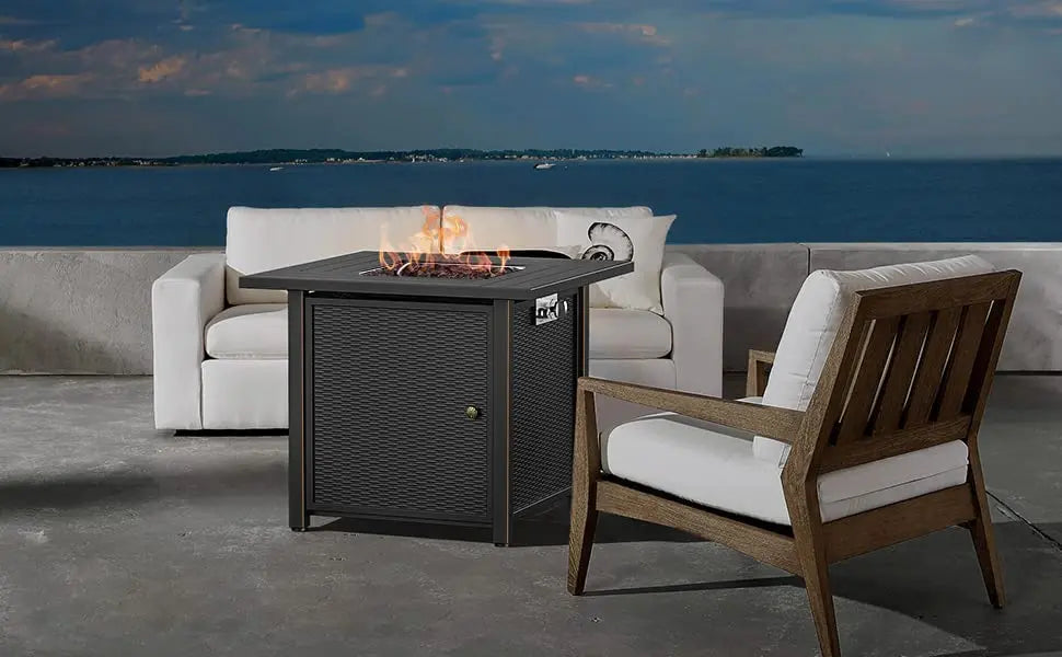 Propane Fire Pit 30 Inch Outdoor Gas Fire Pit | Steel Fire Table with Lid | Patio Fire Pit Table & Outdoor Fire Pir Propane for Deck, Garden & Backyard | Powerful Propane Outdoor Fire Pit 50,000 BTU Sunneday