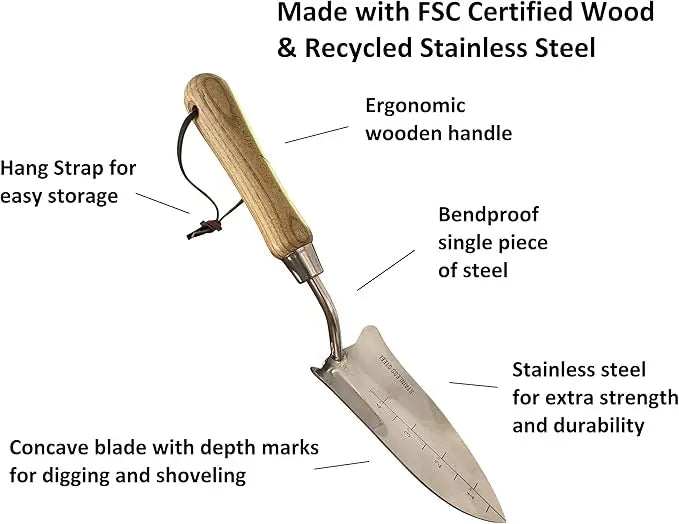 Garden Planting Set - Includes Classic Trowel, Transplanter, Bulb Planter Garden Guru