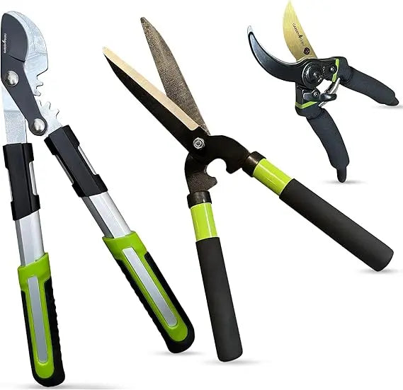 Yard Pruning & Trimming Set - Includes Hedge Shears, Garden Loppers, Pruners Garden Guru