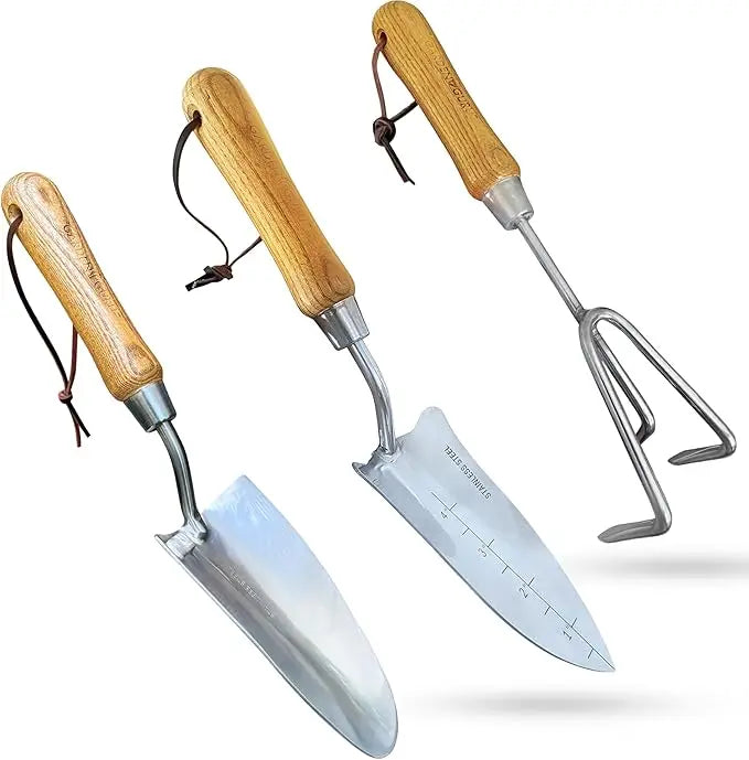 Classic Garden Tool Set - Includes Hand Trowel Transplanter Cultivator Garden Guru