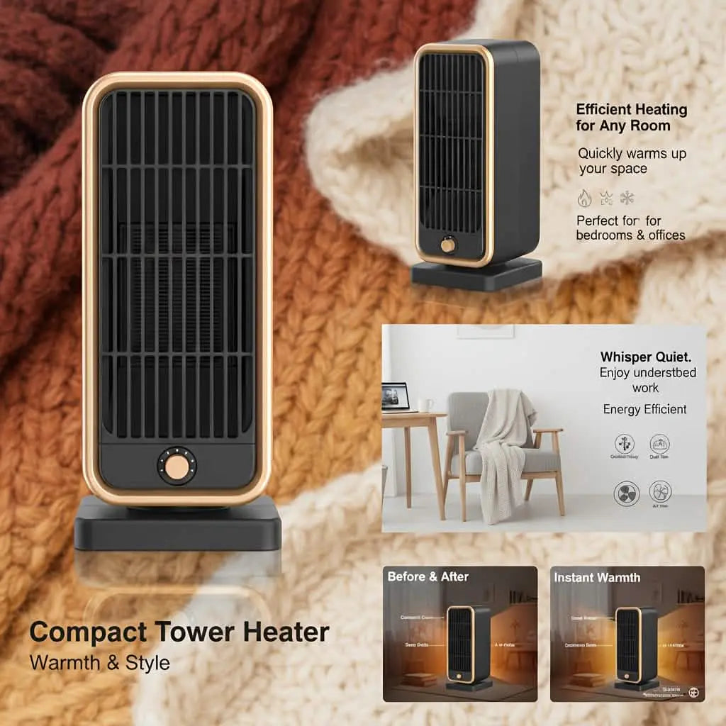 500W Portable Ceramic Space Heater with Safety Tip-Over Protection – Square Design DailySale