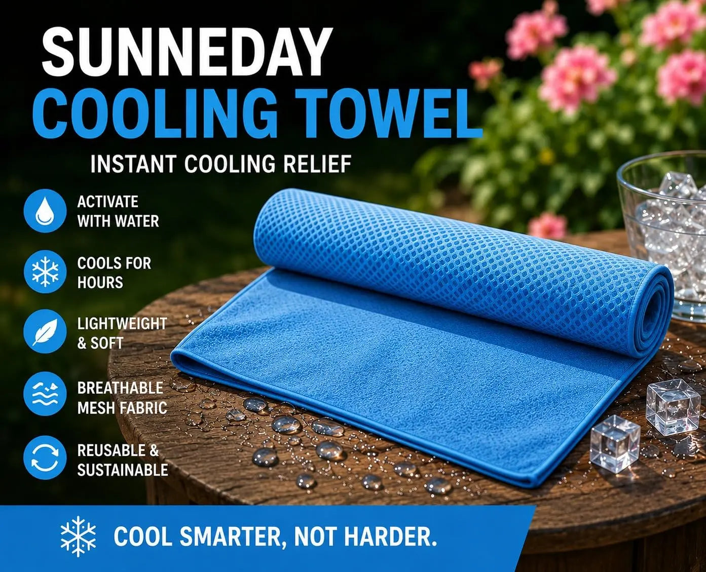 Sunneday Cooling Towel | Green | Pink | Blue | Sports & Fitness | Gardening | Outdoor Work Sunneday
