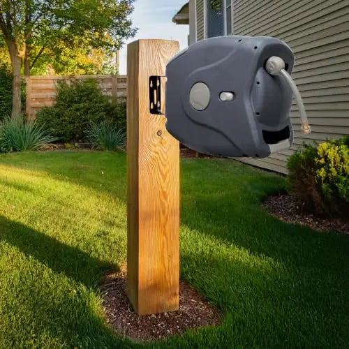 Sunneday Retractable Hose Reel | Auto Rewind | 180° Swivel Wall Mount | 100ft 5/8" & 130ft 1/2" | Charcoal & Off White - Sunneday LLC