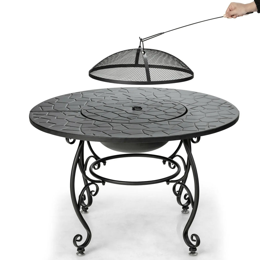 35.5 Feet Patio Fire Pit Dining Table With Cooking BBQ Grate DirectDeals