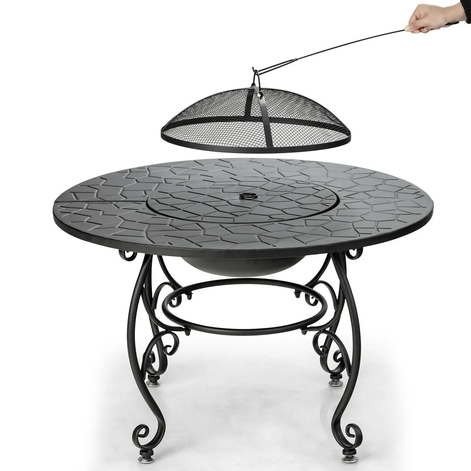 35.5 Feet Patio Fire Pit Dining Table With Cooking BBQ Grate DirectDeals