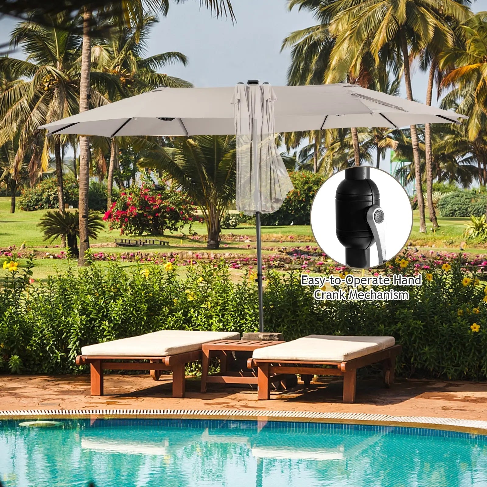 15 foot cantilever patio umbrella 13x13 ft / 11x15 ft Outdoor and relaxation with our expansive 8x13 Triple 15 Feet Twin Patio Umbrella