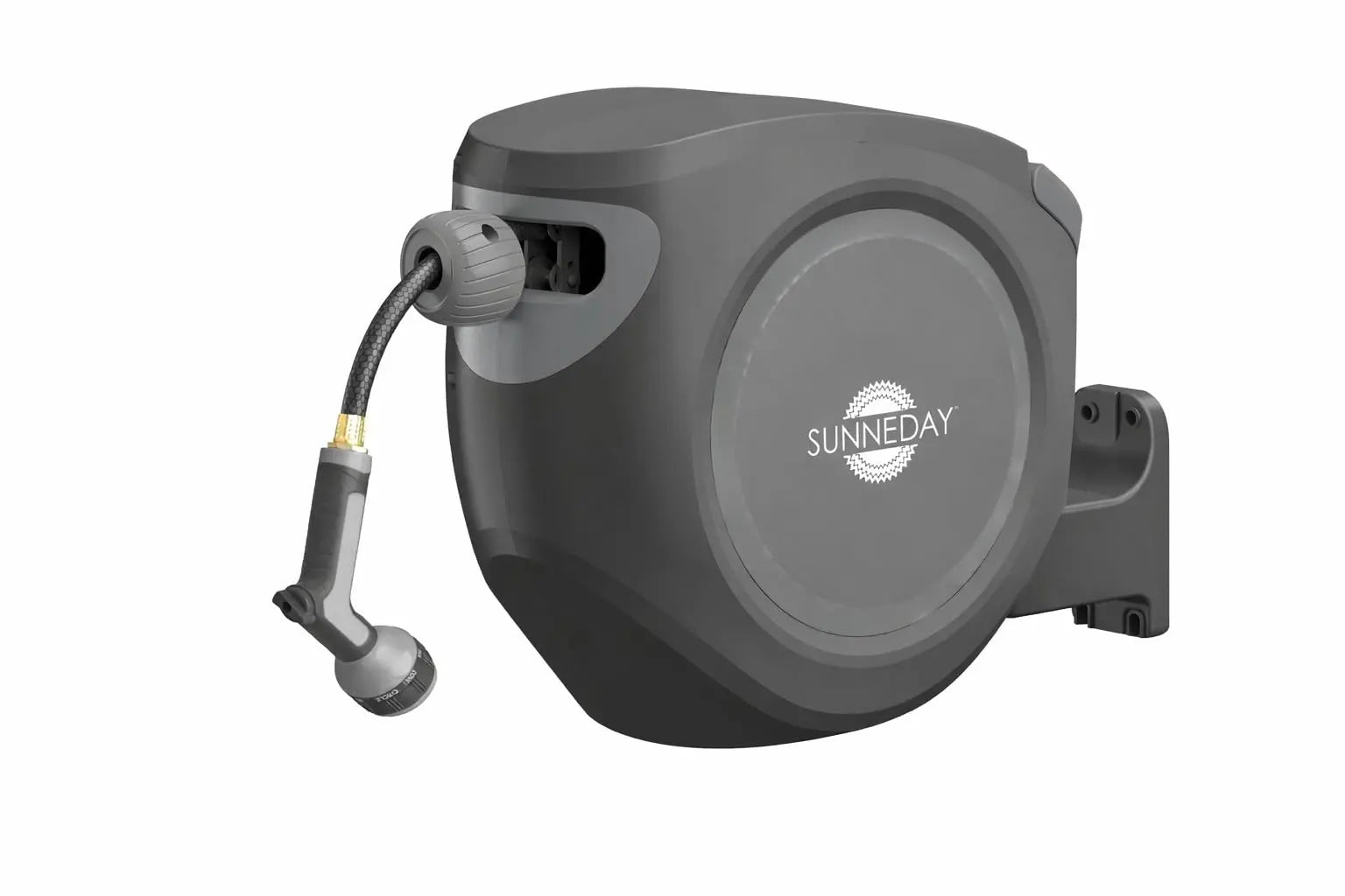 Sunneday Retractable Hose Reel | 100 ft | Auto Rewind | 180° Swivel Wall Mount | Black/Gray | 1/2" & 5/8" - Sunneday LLC