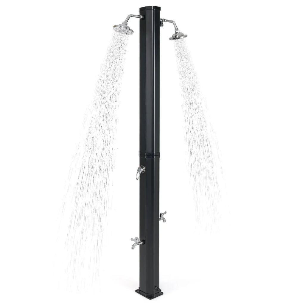 9.3 Gallon Solar Heated Outdoor Shower with Dual Shower Heads-Black DirectDeals