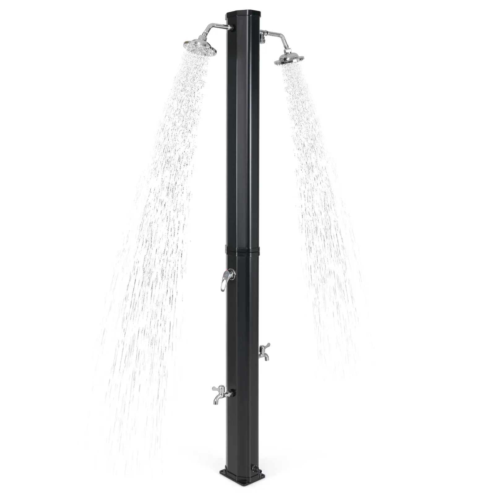 9.3 Gallon Solar Heated Outdoor Shower with Dual Shower Heads-Black DirectDeals
