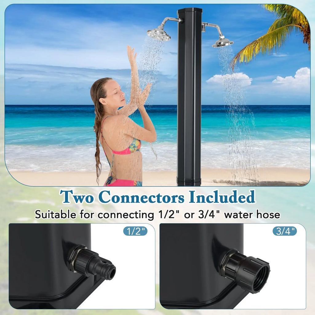 9.3 Gallon Solar Heated Outdoor Shower with Dual Shower Heads-Black DirectDeals