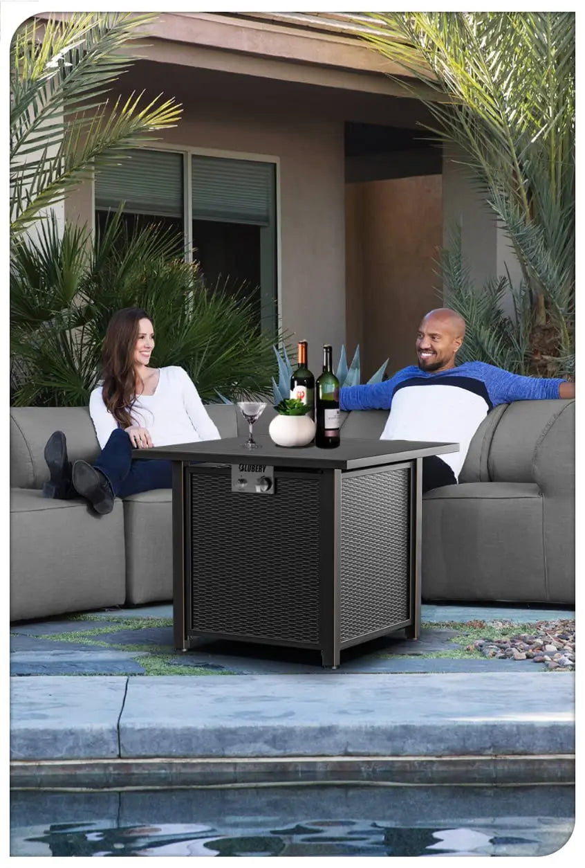 Sunneday 30" Propane Fire Pit Table | 50,000 BTU | Steel Fire Table with Lid | CSA Approved - Sunneday LLC