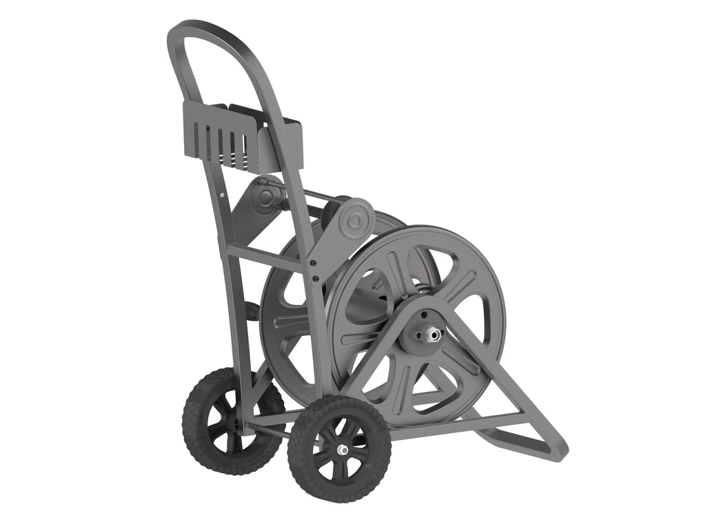 Sunneday Gemini MHC-125 Garden Hose Reel Cart | 125 ft Capacity | Heavy-Duty Steel | Satin Grey - Sunneday LLC