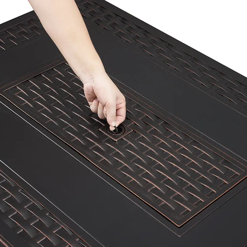 Albany 44" Rectangular Woven Aluminum Convertible Gas Fire Pit Table Fire Sense/Balkene Home