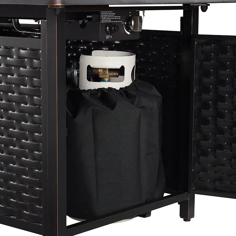 Albany 44" Rectangular Woven Aluminum Convertible Gas Fire Pit Table Fire Sense/Balkene Home