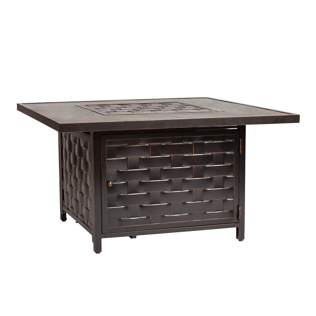 Armstrong 42" Square Basketweave Aluminum Convertible Gas Fire Pit Table Fire Sense/Balkene Home
