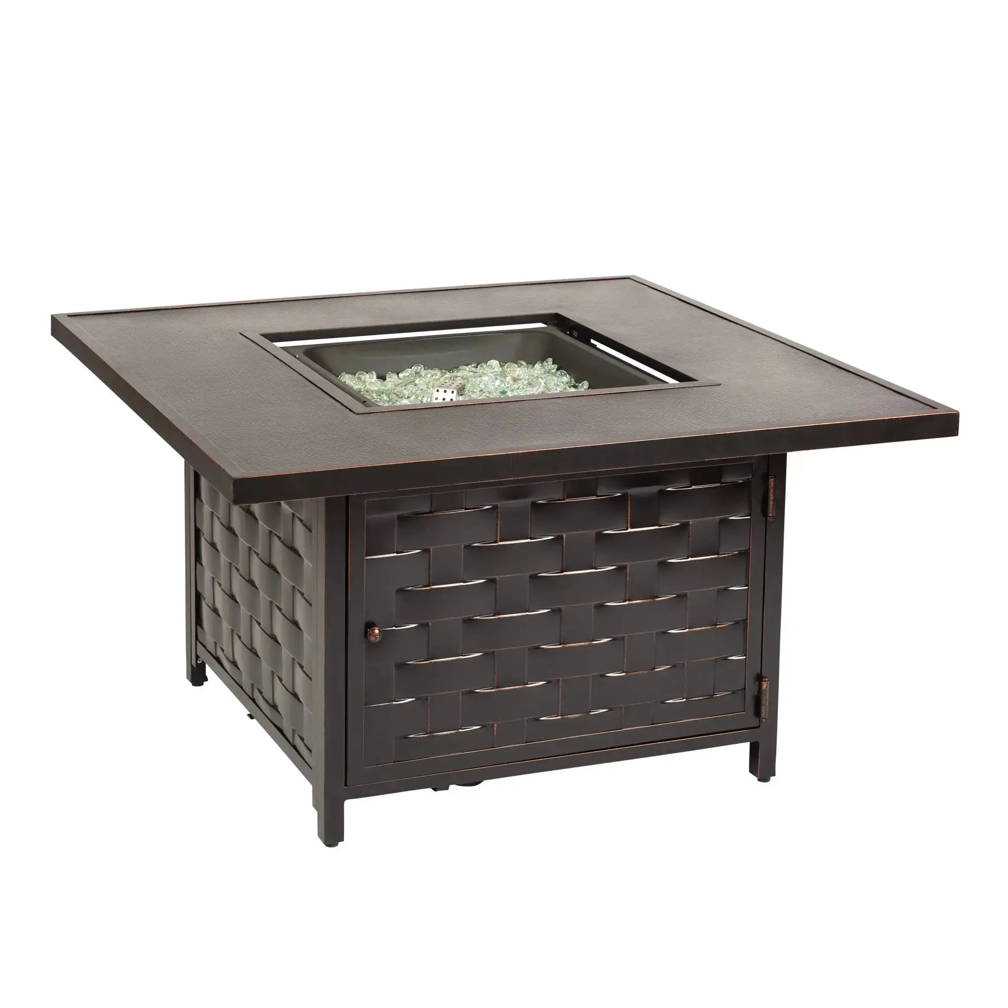 Armstrong 42" Square Basketweave Aluminum Convertible Gas Fire Pit Table Fire Sense/Balkene Home