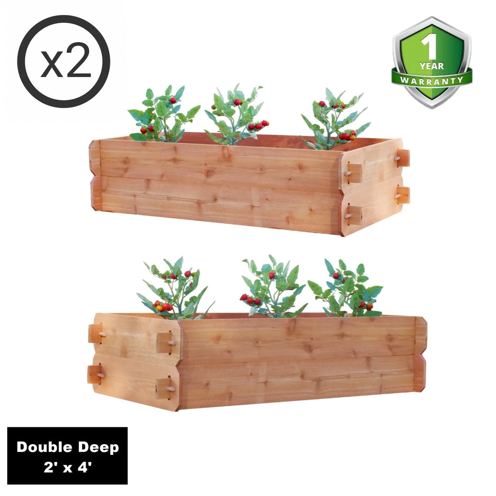 SET OF 2 Timberlane Gardens Easy Raised Garden Bed Kits. Double Deep. Select Cedar. Mortise & Tenon. 2' W x 4' L Timberlane Gardens