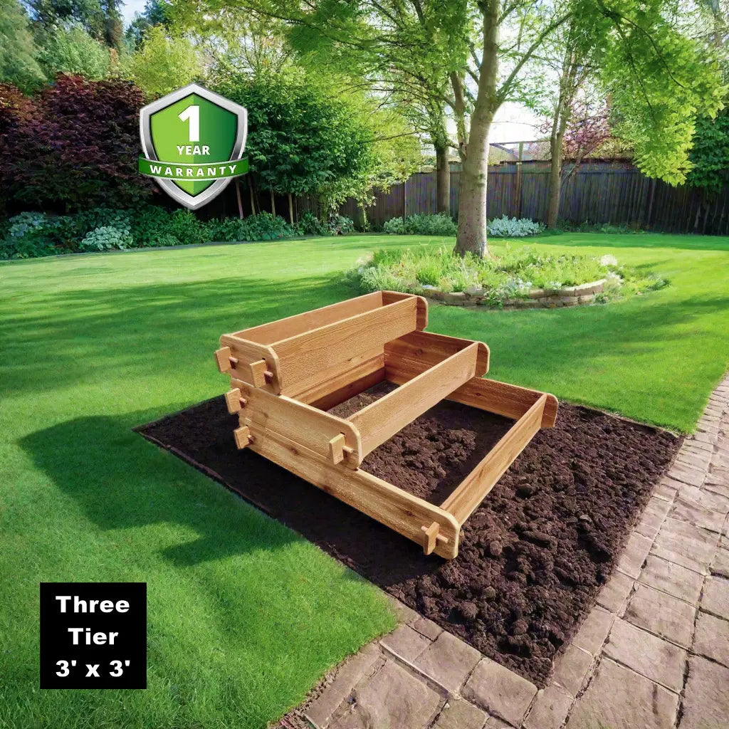 Timberlane Gardens Raised Garden Bed Kit 3 Tiered Pyramid (1x3 2x3 3x3) Select Cedar Elevated Planter Timberlane Gardens