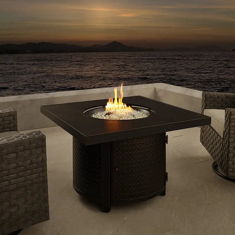 Clayton 40" Round Hammered Aluminum Convertible Gas Fire Pit Table Fire Sense/Balkene Home