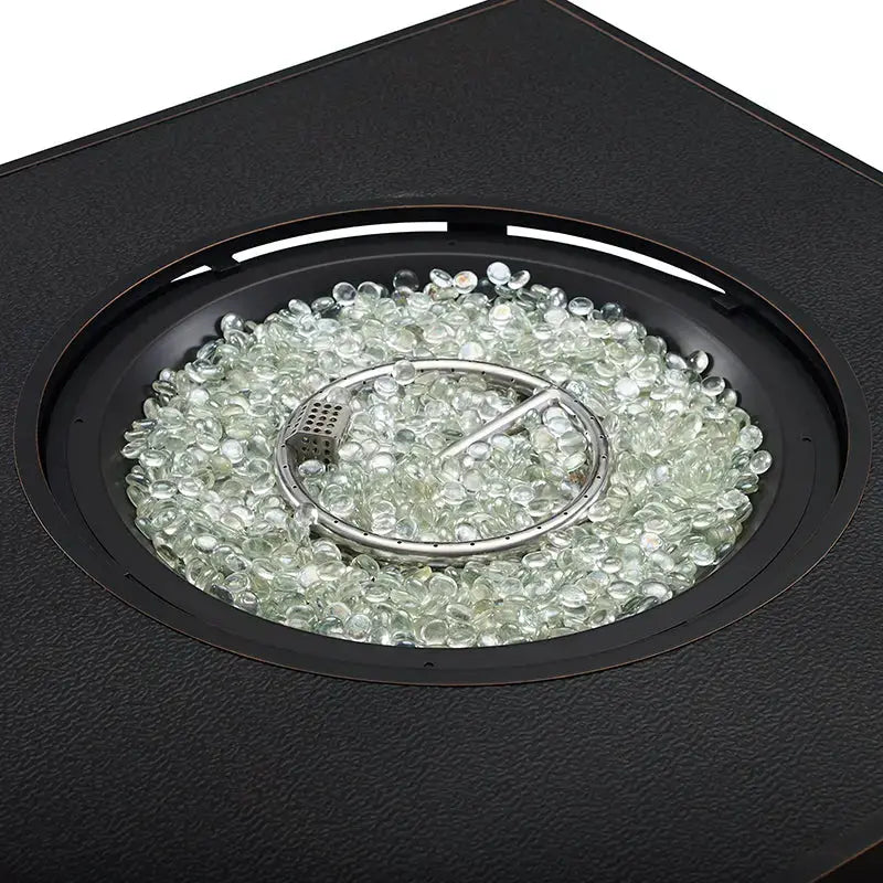 Clayton 40" Round Hammered Aluminum Convertible Gas Fire Pit Table Fire Sense/Balkene Home