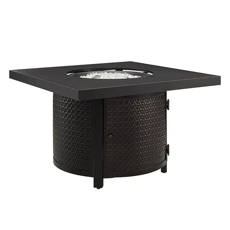 Clayton 40" Round Hammered Aluminum Convertible Gas Fire Pit Table Fire Sense/Balkene Home