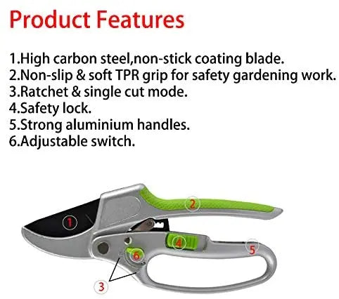 2-in-1 Garden Ratchet Pruning Shears Clippers Garden Guru