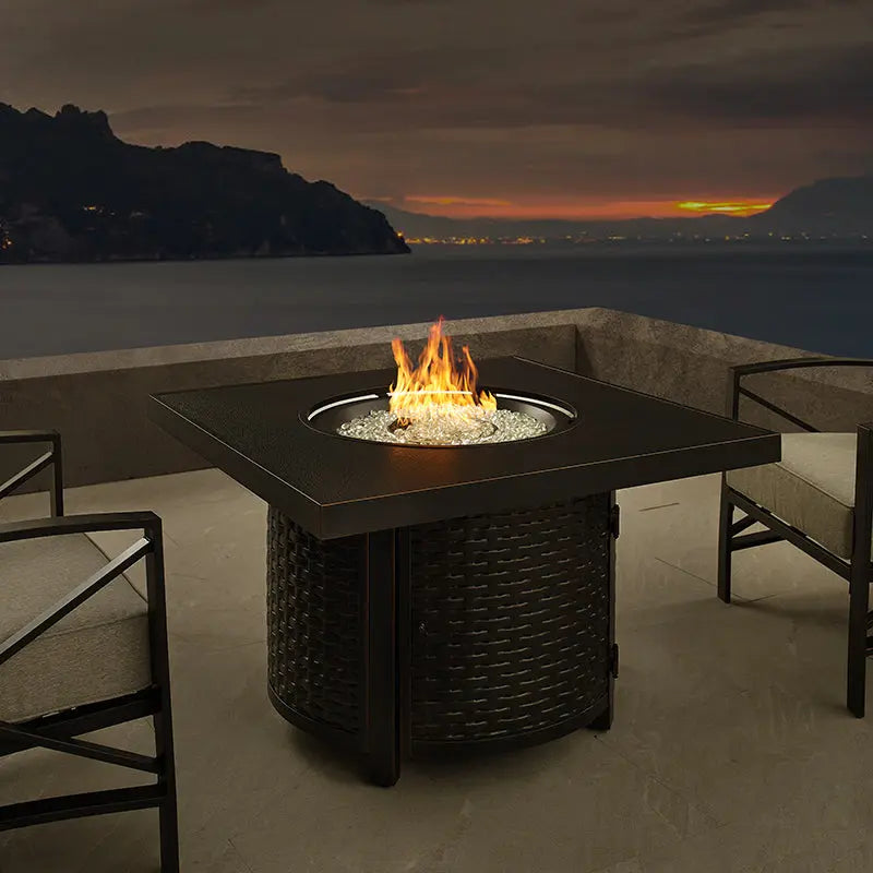 Dalton 40" Square Woven Aluminum Convertible Gas Fire Pit Table Fire Sense/Balkene Home