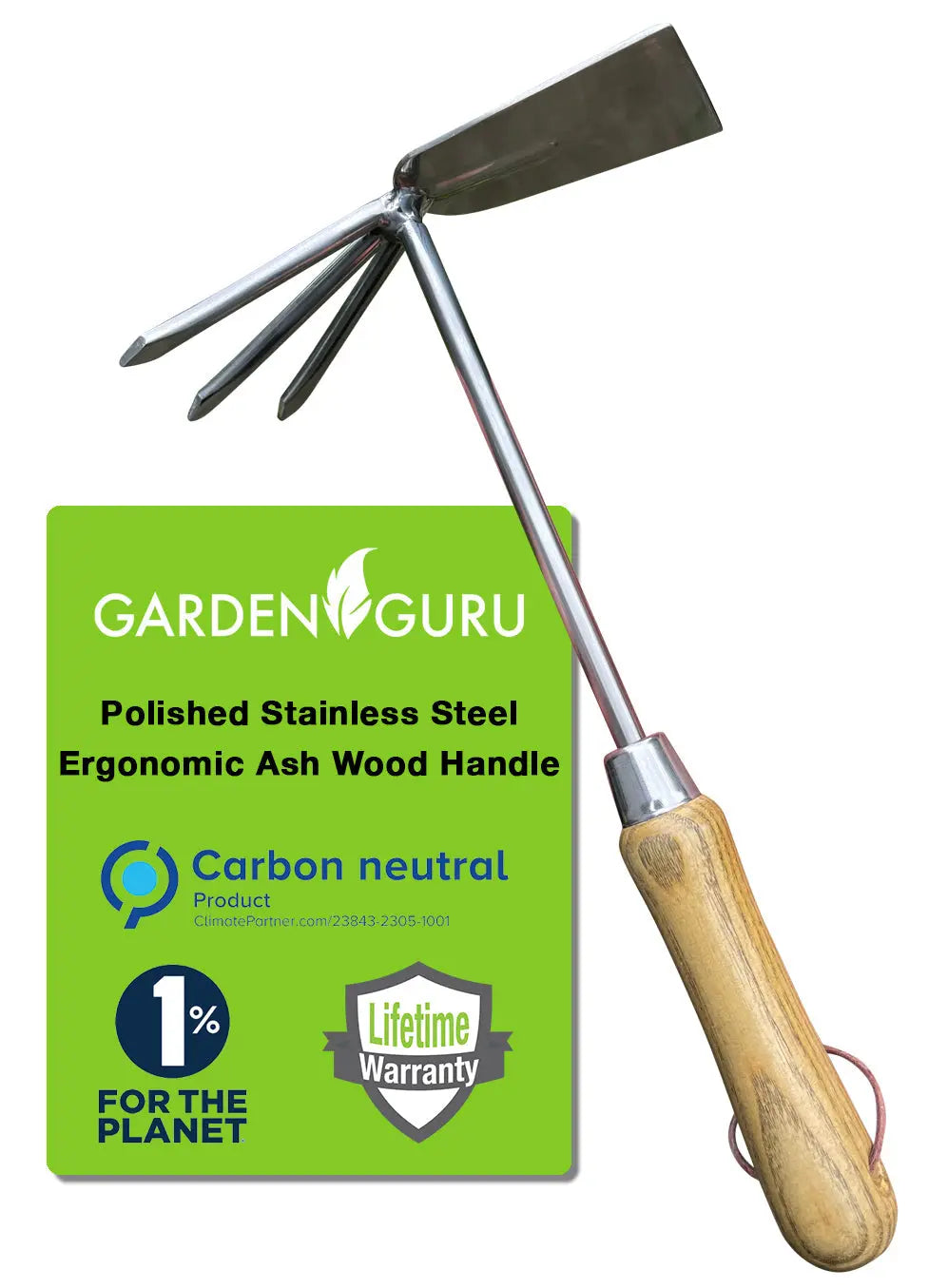 Stainless Steel Garden Cultivator Hoe (classic wood handle) Garden Guru