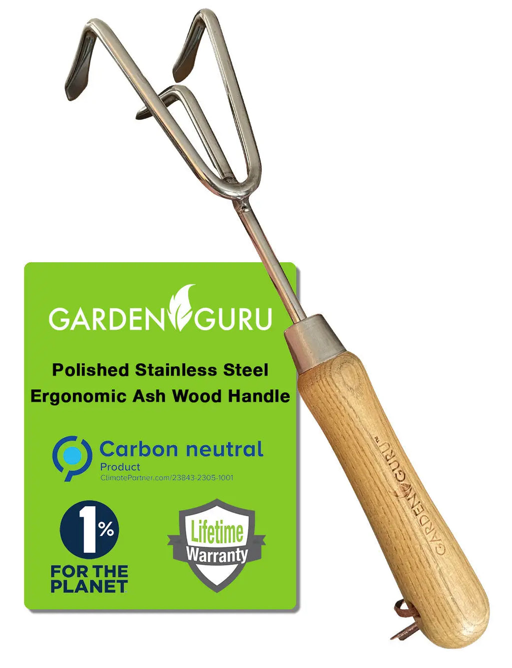 Stainless Steel Garden Cultivator (classic wood handle) Garden Guru