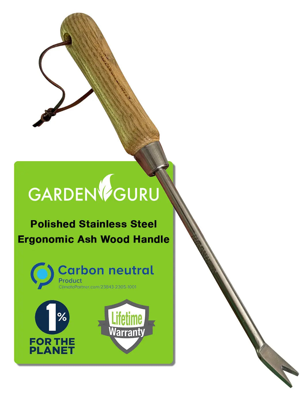 Stainless Steel Garden Dandelion Weeder (classic wood handle) Garden Guru
