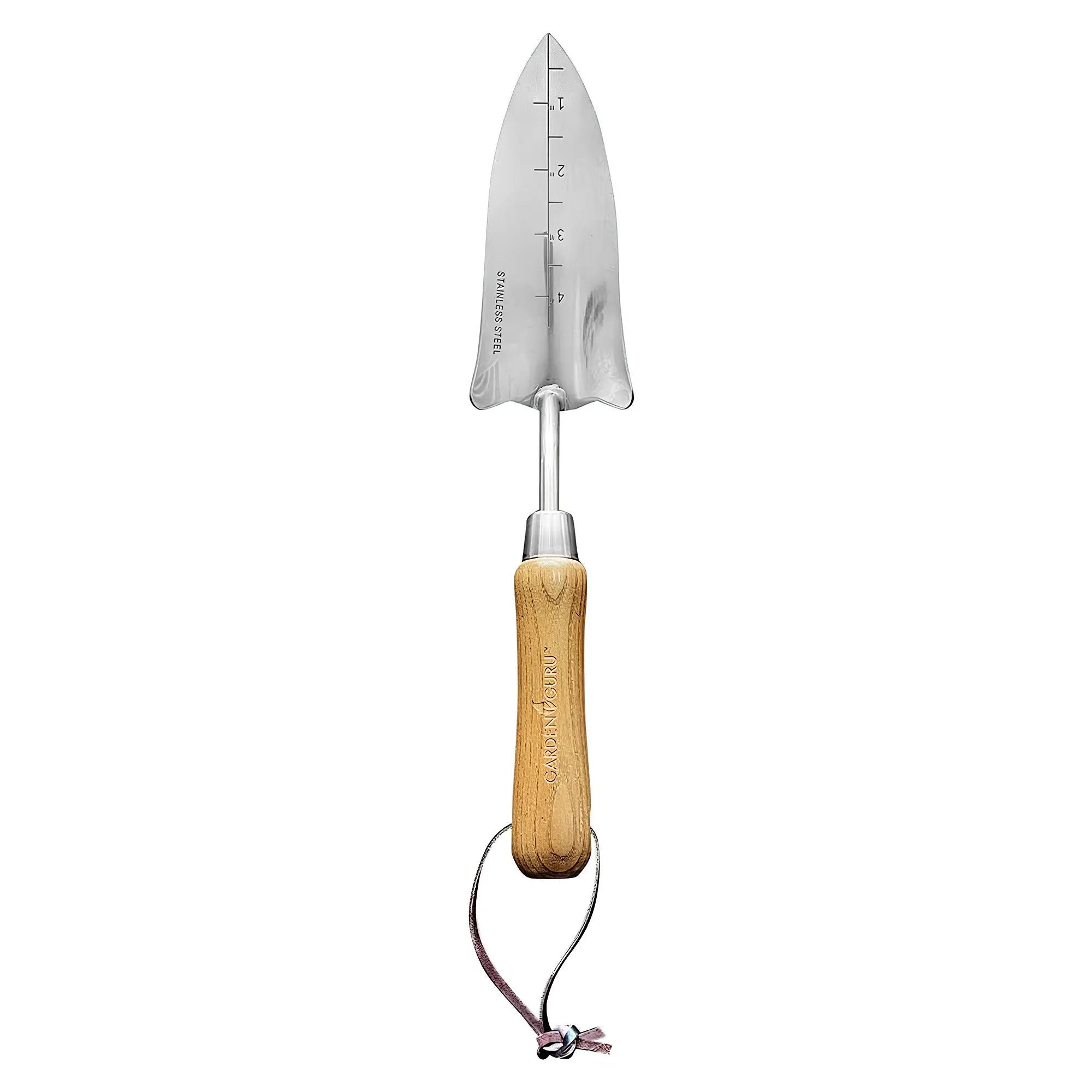 Stainless Steel Transplanter Trowel (classic wood handle) Garden Guru