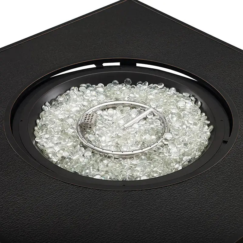 Henley 40" Round Aluminum Basketweave Convertible Gas Fire Pit Table Fire Sense/Balkene Home
