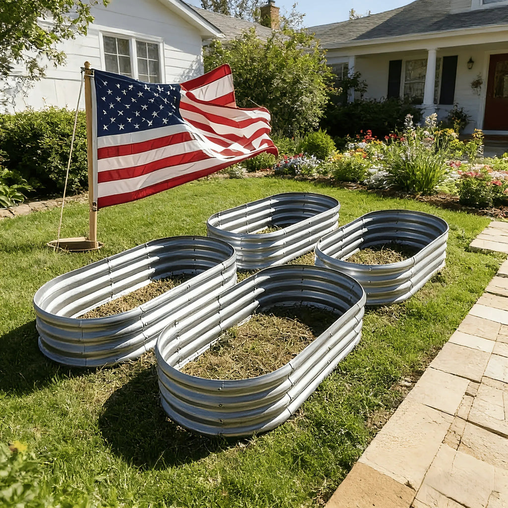 4x2x1FT Galvanized Raised Garden Bed Kit Oval Metal Planter Box 2Dropme