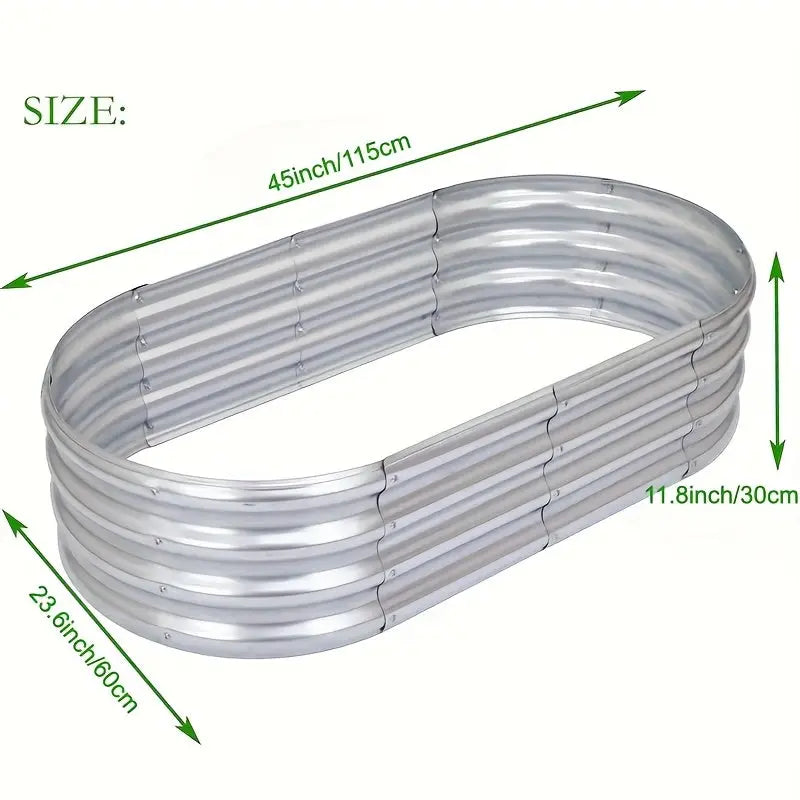 4x2x1FT Galvanized Raised Garden Bed Kit Oval Metal Planter Box 2Dropme