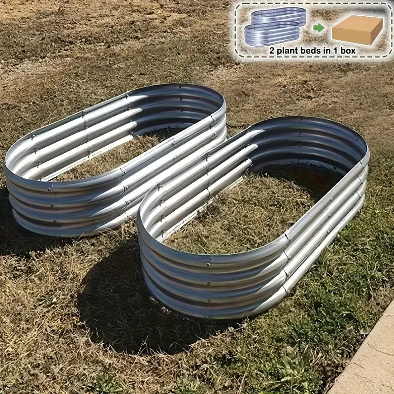 4x2x1FT Galvanized Raised Garden Bed Kit Oval Metal Planter Box 2Dropme