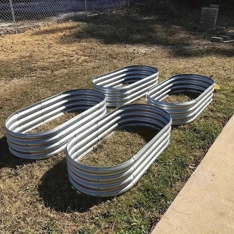 4x2x1FT Galvanized Raised Garden Bed Kit Oval Metal Planter Box 2Dropme