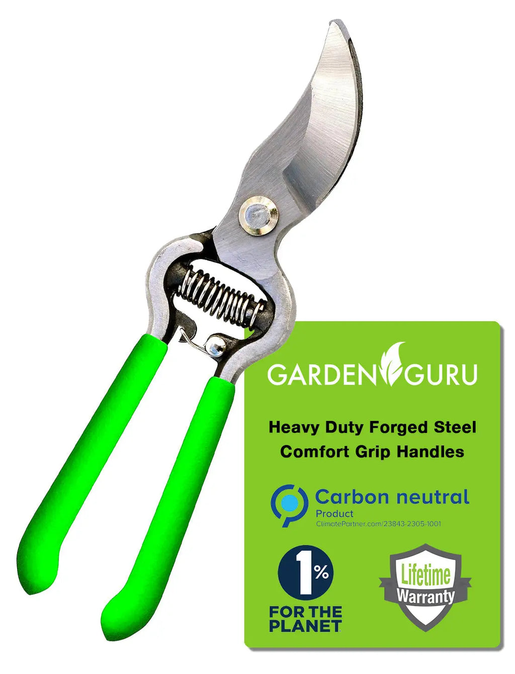 Classic Bypass Pruning Shears Clippers (Green) Garden Guru
