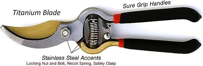 Titanium Bypass Garden Pruner Clippers Garden Guru