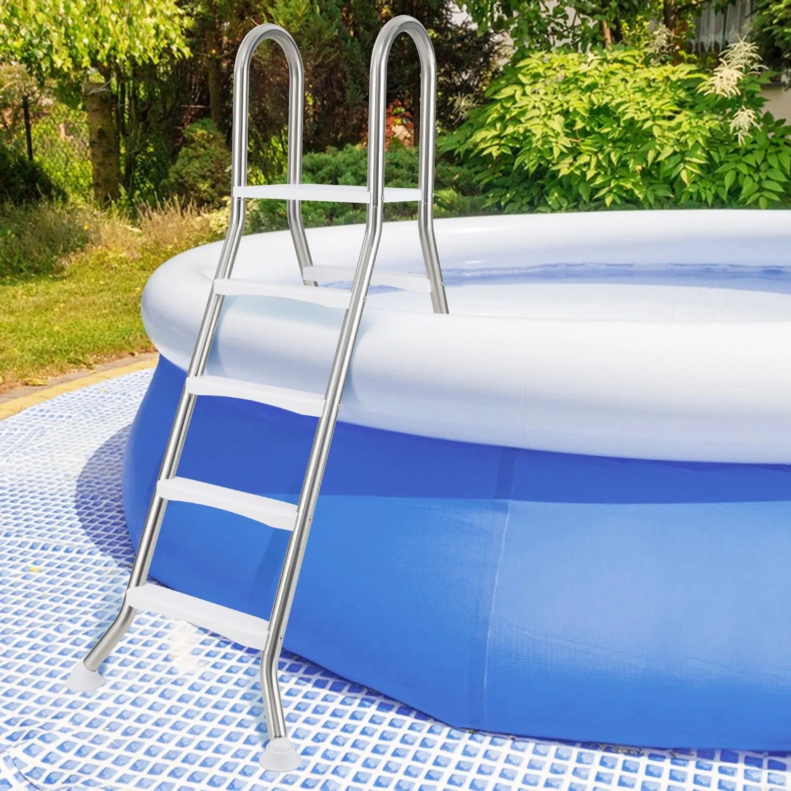 75.6" Above Ground Pool Ladder A-Frame Swimming Pool 4-Step Ladder for Up to 55" Pool Wall Height DirectDeals