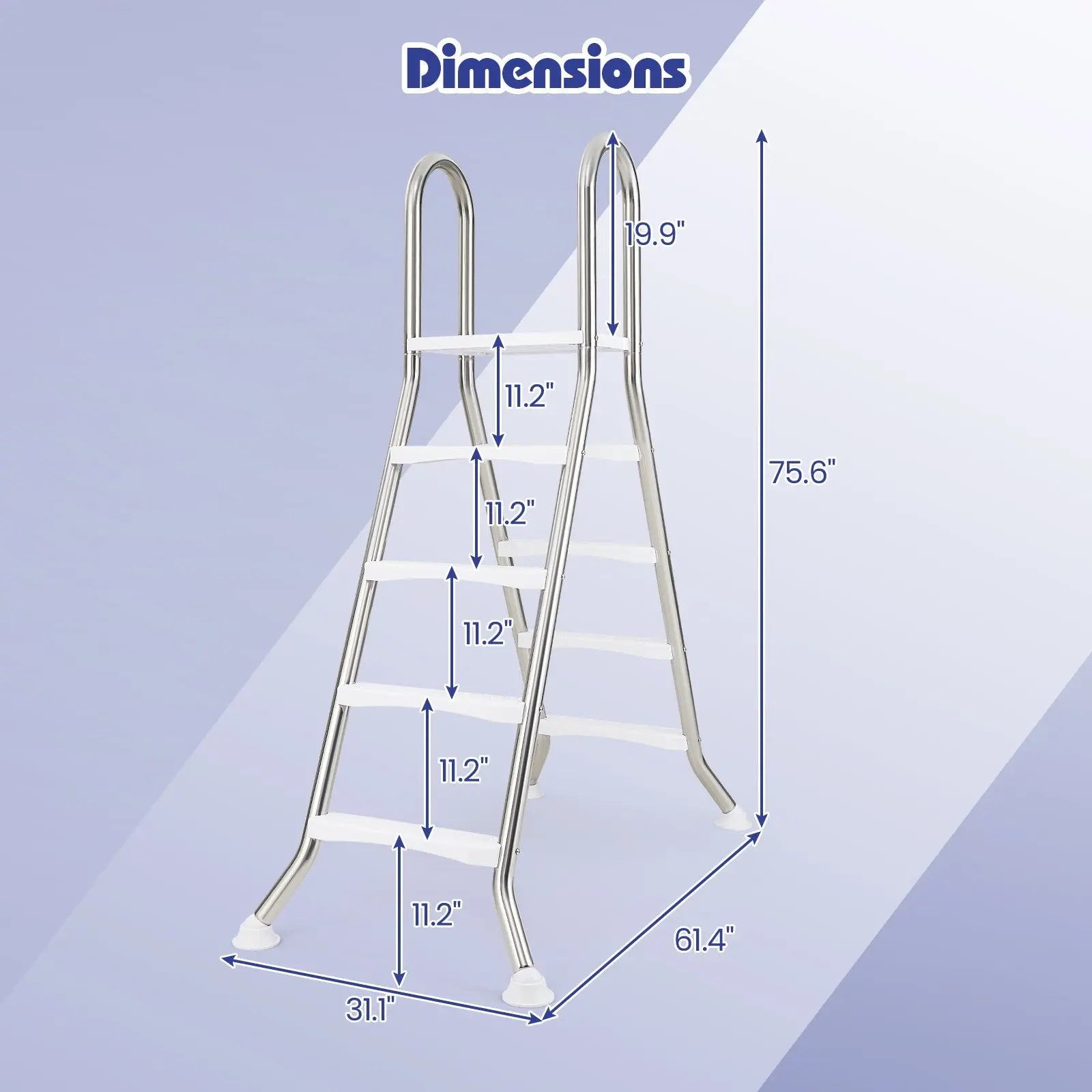 75.6" Above Ground Pool Ladder A-Frame Swimming Pool 4-Step Ladder for Up to 55" Pool Wall Height DirectDeals