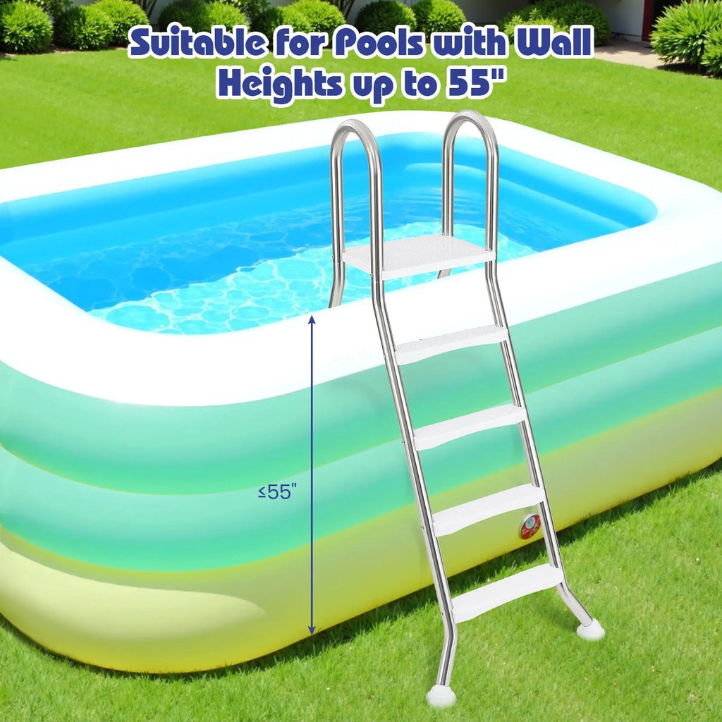 75.6" Above Ground Pool Ladder A-Frame Swimming Pool 4-Step Ladder for Up to 55" Pool Wall Height DirectDeals