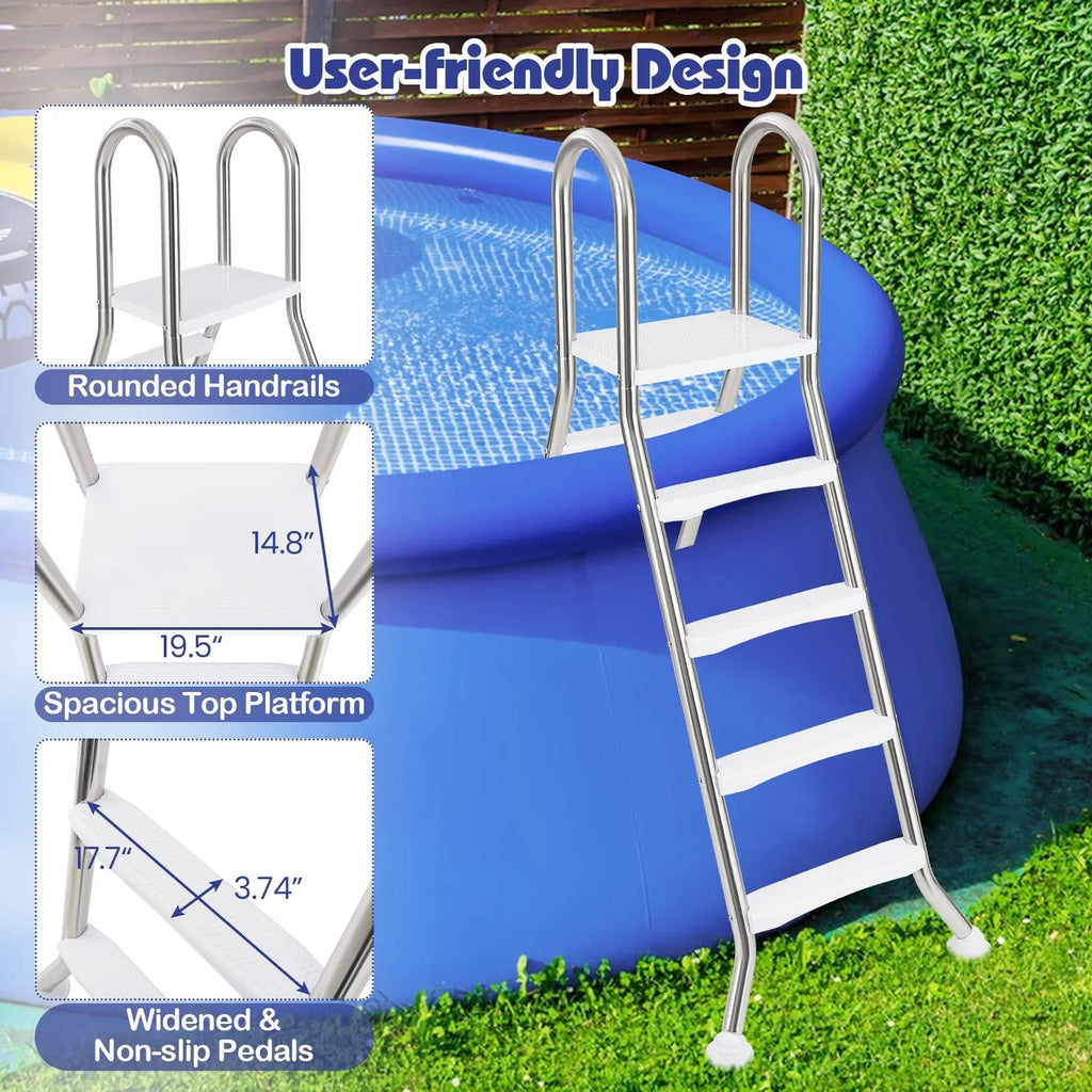 75.6" Above Ground Pool Ladder A-Frame Swimming Pool 4-Step Ladder for Up to 55" Pool Wall Height DirectDeals