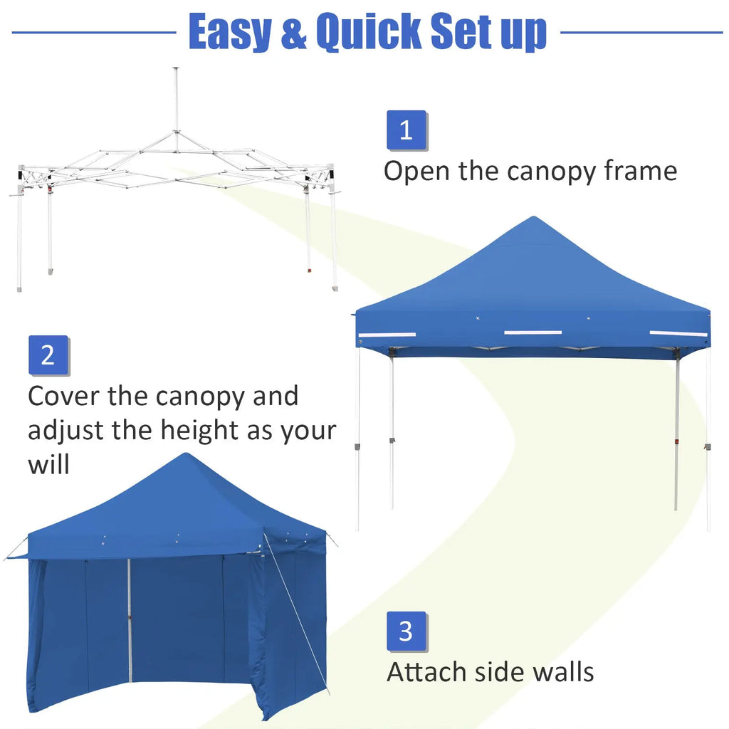 10 x 10 Feet Pop-up Gazebo with 5 Removable Zippered Sidewalls and Extended Awning-Blue DirectDeals