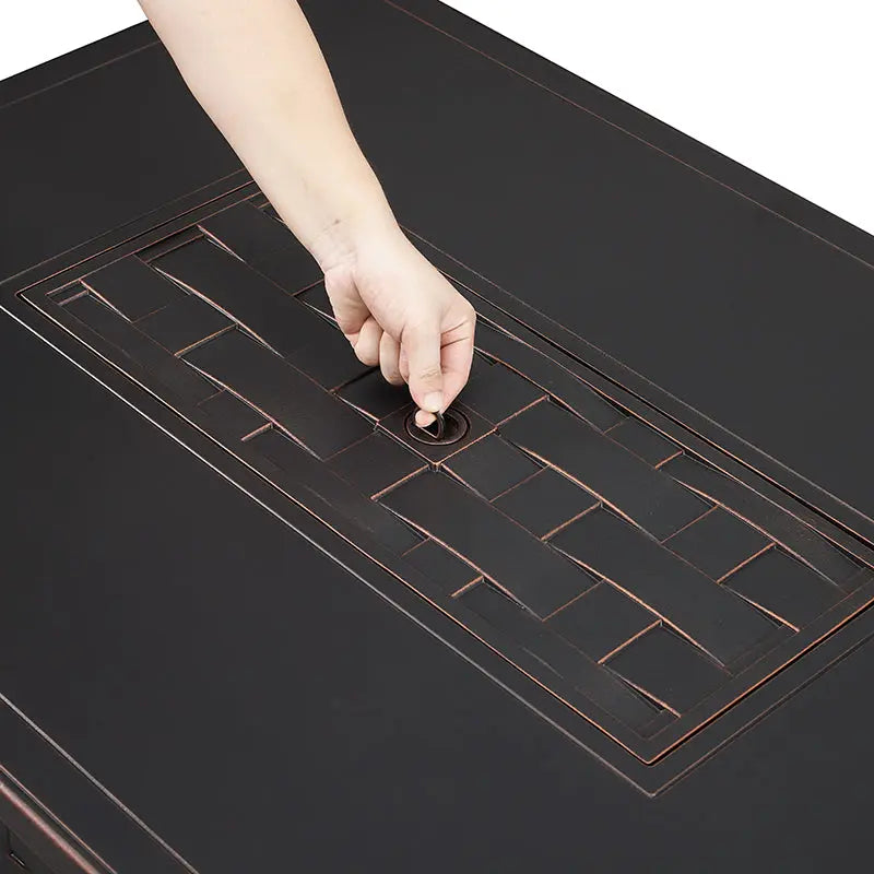 Preston 44" Rectangular Basketweave Aluminum Convertible Gas Fire Pit Table Fire Sense/Balkene Home