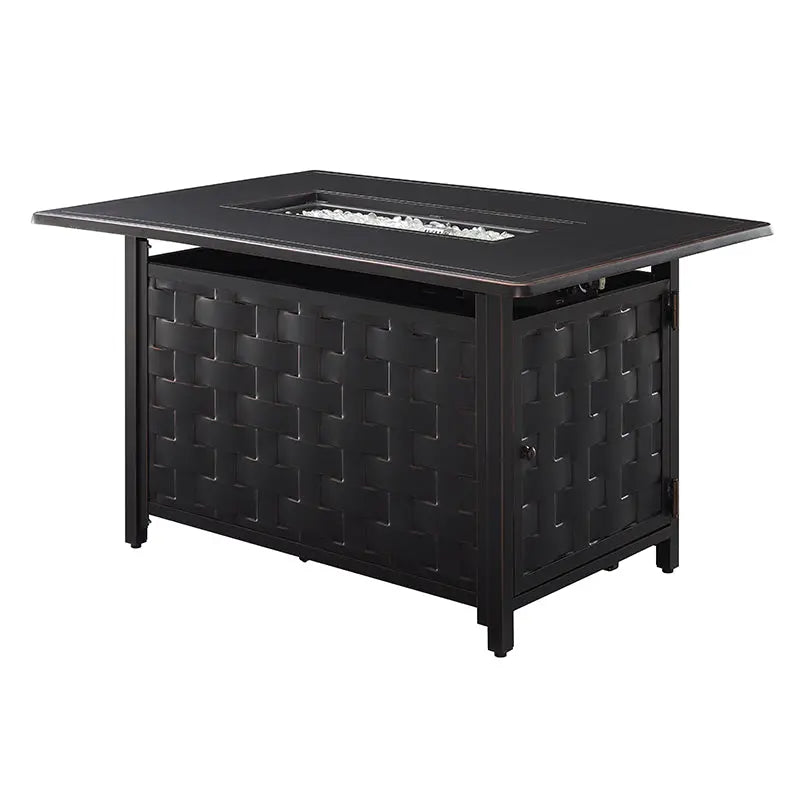 Preston 44" Rectangular Basketweave Aluminum Convertible Gas Fire Pit Table Fire Sense/Balkene Home