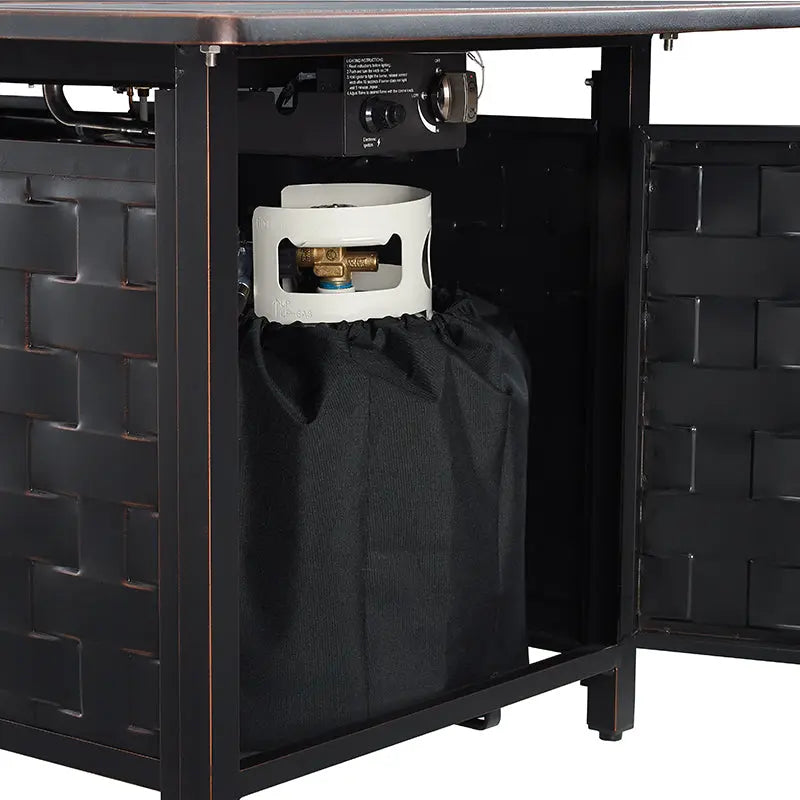 Preston 44" Rectangular Basketweave Aluminum Convertible Gas Fire Pit Table Fire Sense/Balkene Home