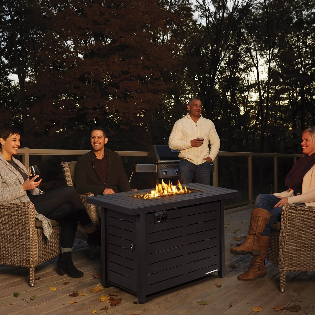 42 Inch 60 000 BTU Rectangular Propane Fire Pit Table with Waterproof Cover DirectDeals
