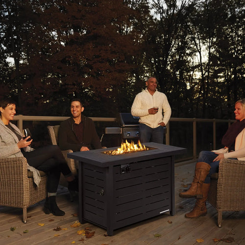 42 Inch 60 000 BTU Rectangular Propane Fire Pit Table with Waterproof Cover DirectDeals