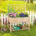 Raised Garden Bed Elevated Wooden Planter Box with Trellis DirectDeals