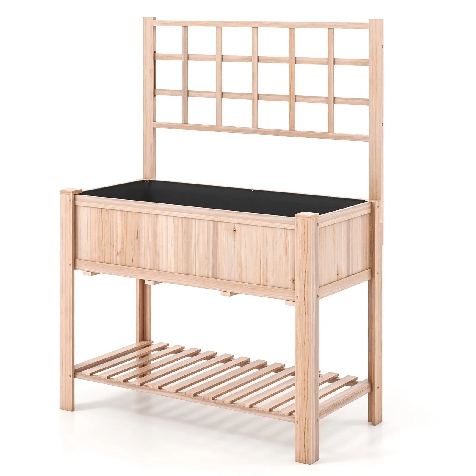 Raised Garden Bed Elevated Wooden Planter Box with Trellis DirectDeals